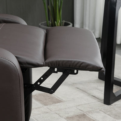 HOMCOM Recliner Armchair, Massage Faux Leather Push Back Reclining Chair with Adjustable Leg Rest, Side Pocket, for Home Living Room Theatre, Brown 