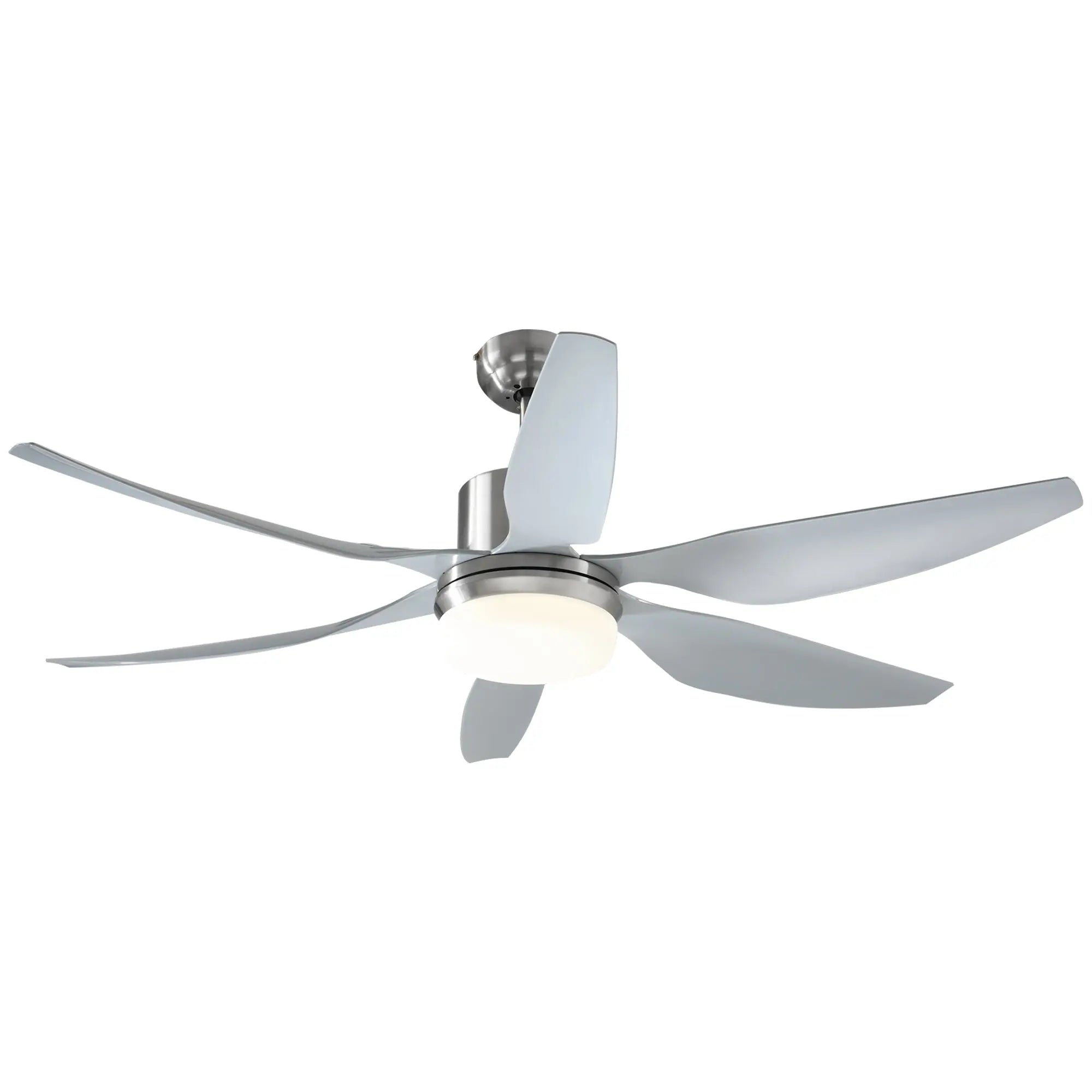 HOMCOM Reversible Ceiling Fan with Light, 6 Blades Indoor Modern Mount LED Lighting Fan with Remote Controller, for Bedroom, Living Room, Silver 