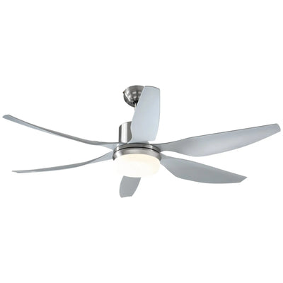 HOMCOM Reversible Ceiling Fan with Light, 6 Blades Indoor Modern Mount LED Lighting Fan with Remote Controller, for Bedroom, Living Room, Silver 