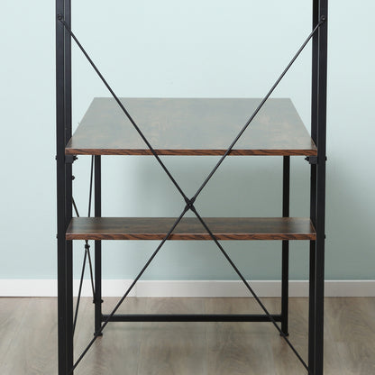 HOMCOM Reversible Computer Desk with Storage Shelves on Left or Right, Industrial Reversible Writing Desk for Home Office, Study, Easy Assembly, 120 x 64 x 121cm, Rustic Brown and Black 