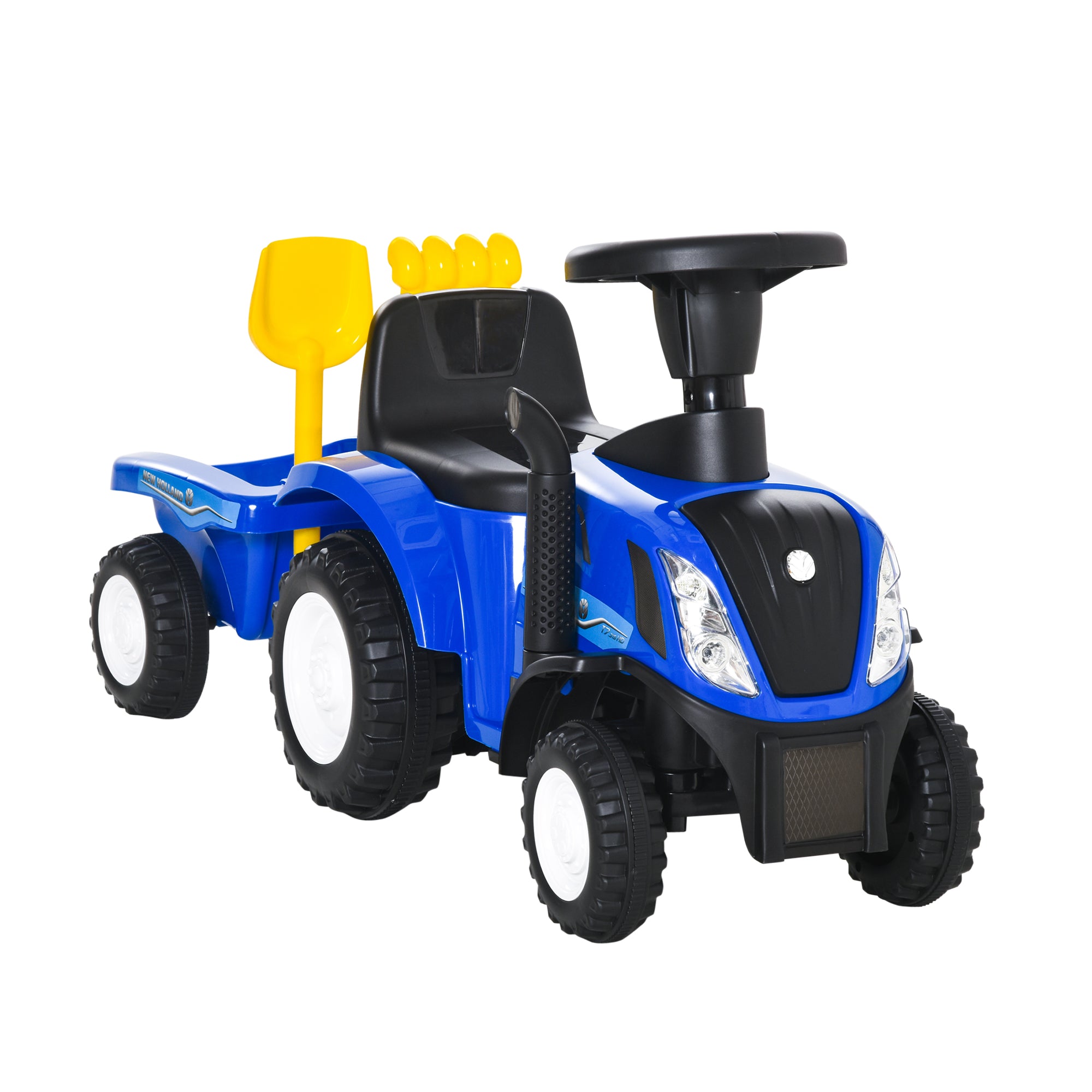 HOMCOM Ride On Tractor Toddler Walker Foot To Floor Slider w/ Horn Storage Steering Wheel for 1-3 Years Old Blue 