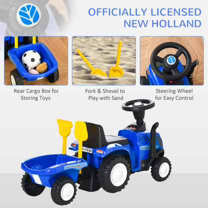 HOMCOM Ride On Tractor Toddler Walker Foot To Floor Slider w/ Horn Storage Steering Wheel for 1-3 Years Old Blue 