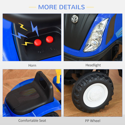 HOMCOM Ride On Tractor Toddler Walker Foot To Floor Slider w/ Horn Storage Steering Wheel for 1-3 Years Old Blue 