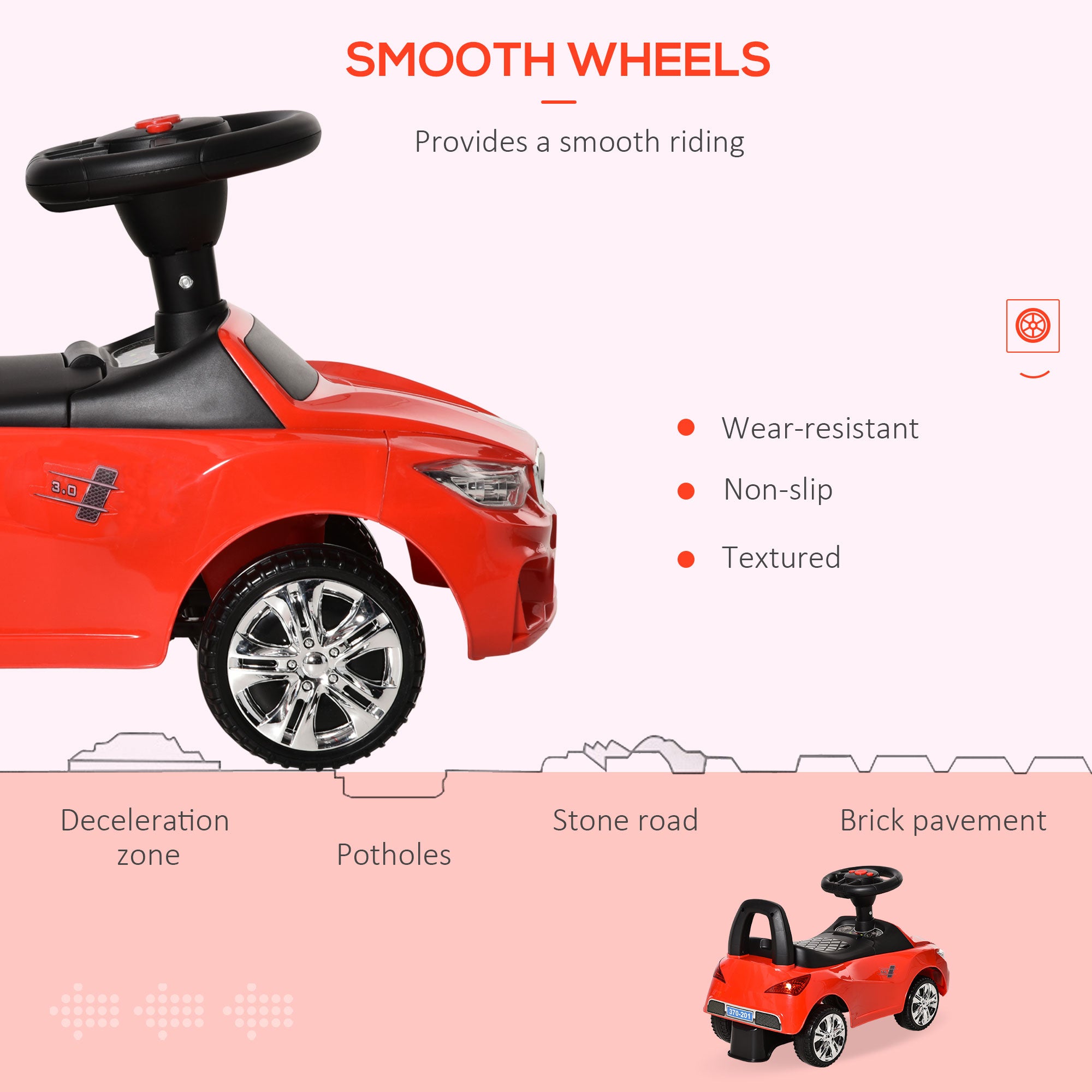 HOMCOM Ride on Car Baby Toddler Walker Foot to Floor Sliding Car Slider Red 