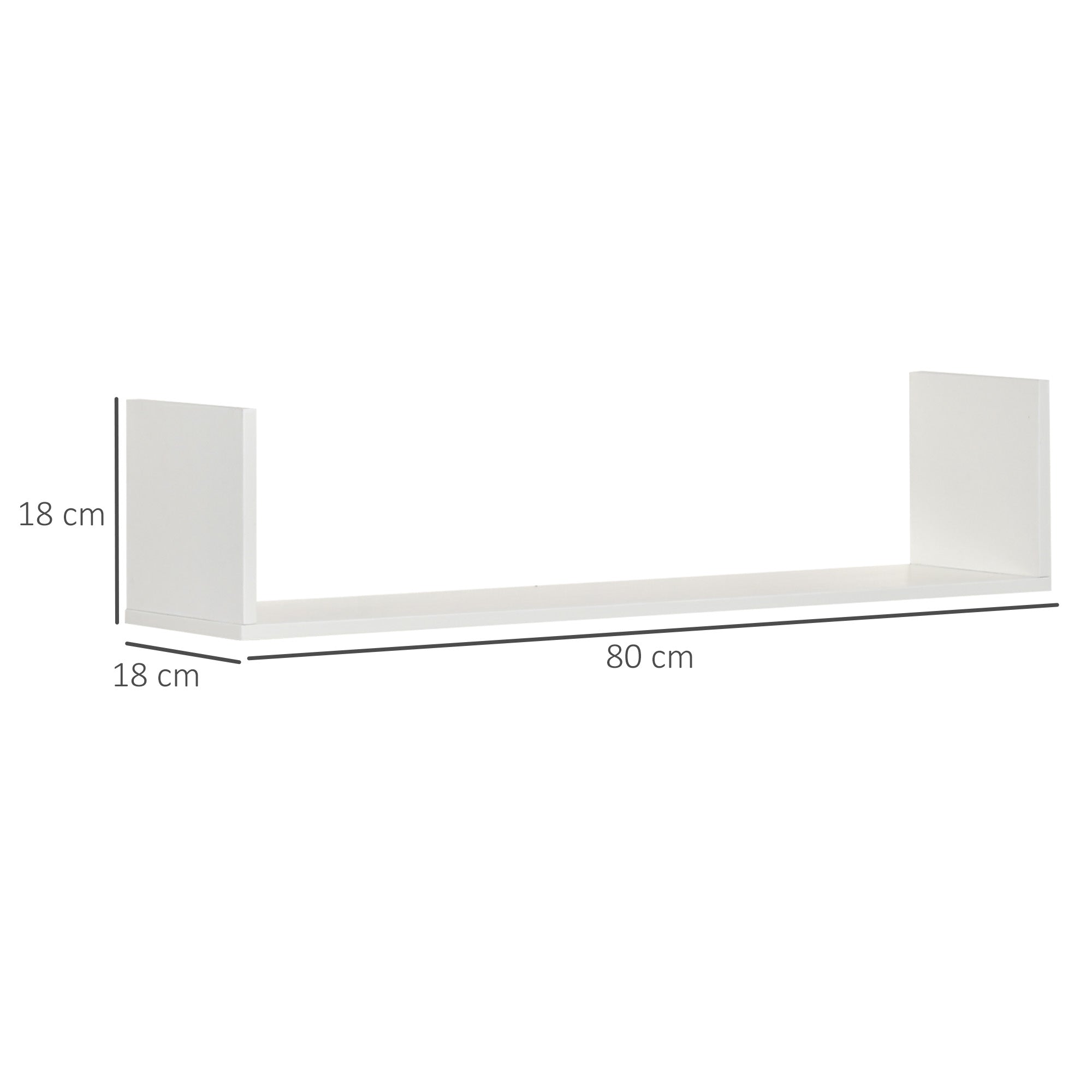 HOMCOM Set of 3 Wooden U-Shaped Floating Shelves Set Wall Mounted Hanging Bookshelf CD DVD Storage Display for Bedroom Living Room Kitchen, White 
