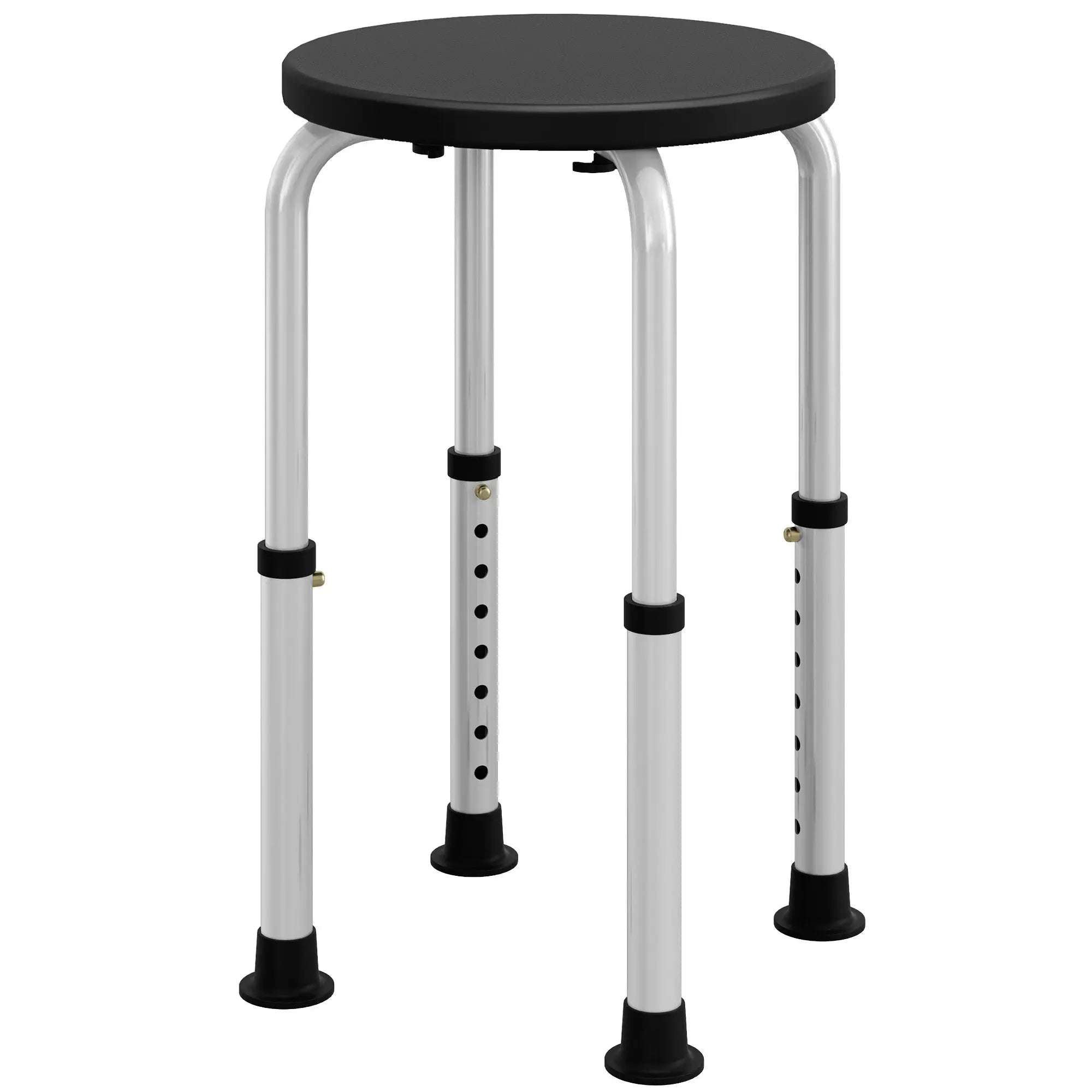 HOMCOM Shower Chair, Height Adjustable Aluminium Shower Stool with Non-Slip Feet for Disabled, Elderly, Black 