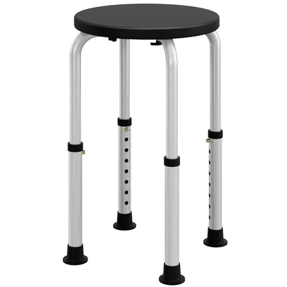 HOMCOM Shower Chair, Height Adjustable Aluminium Shower Stool with Non-Slip Feet for Disabled, Elderly, Black 