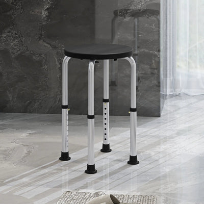 HOMCOM Shower Chair, Height Adjustable Aluminium Shower Stool with Non-Slip Feet for Disabled, Elderly, Black 