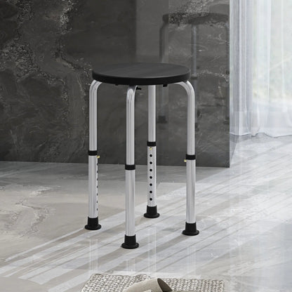 HOMCOM Shower Chair, Height Adjustable Aluminium Shower Stool with Non-Slip Feet for Disabled, Elderly, Black 