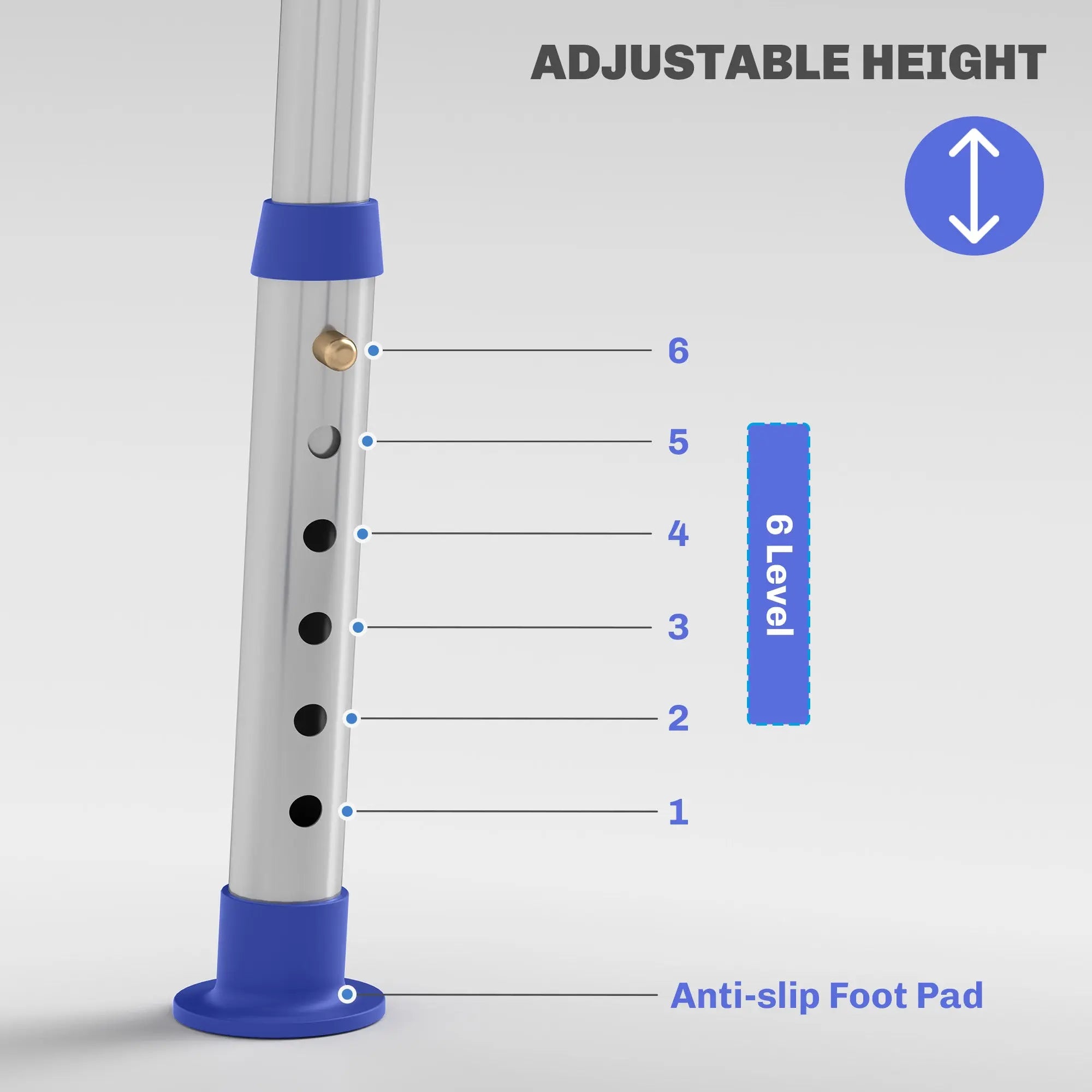 HOMCOM Shower Stool with Backrest, Height Adjustable Shower Chair with Anti-slip Foot Pads, Shower Head Holder, Blue 