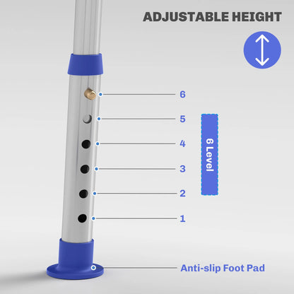 HOMCOM Shower Stool with Backrest, Height Adjustable Shower Chair with Anti-slip Foot Pads, Shower Head Holder, Blue 