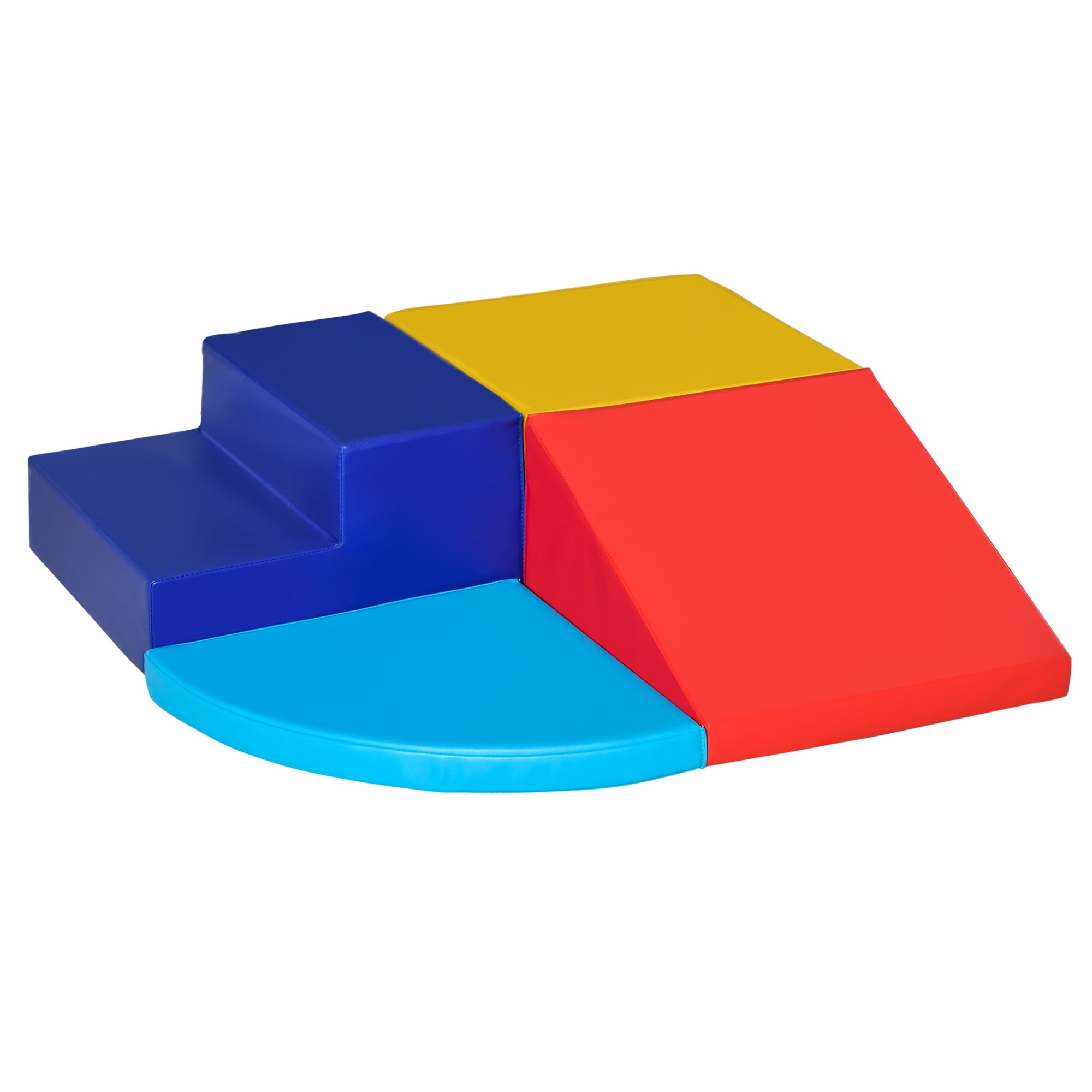 HOMCOM Soft Play 4-piece Climb and Crawl Foam Toddler Stairs and Ramp Colorful Children's Educational Software Activity Toys for Baby Preschooler 