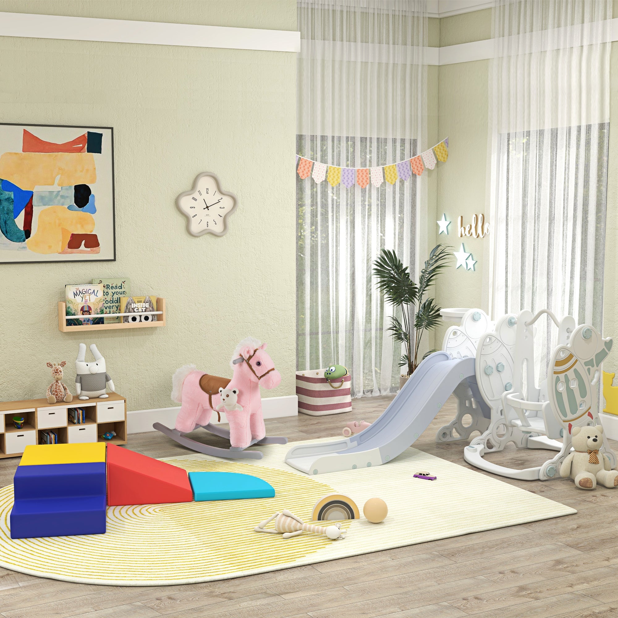 HOMCOM Soft Play 4-piece Climb and Crawl Foam Toddler Stairs and Ramp Colorful Children's Educational Software Activity Toys for Baby Preschooler 