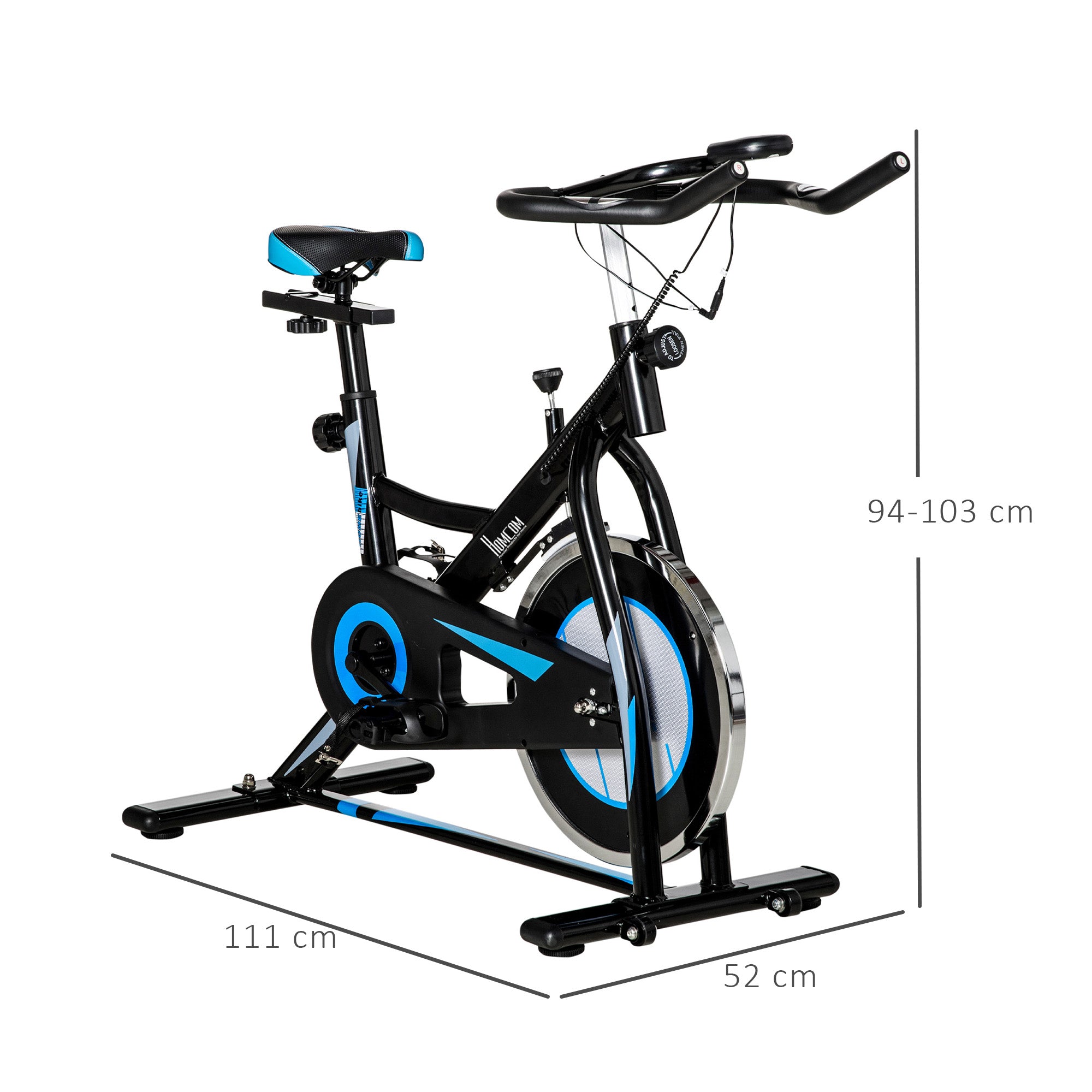 HOMCOM Stationary Exercise Bike, 8kg Flywheel Indoor Cycling Workout Fitness Bike, Adjustable Resistance Cardio Exercise Machine w/ LCD Monitor Pad and Phone Holder for Home, Gym, Office, Black 