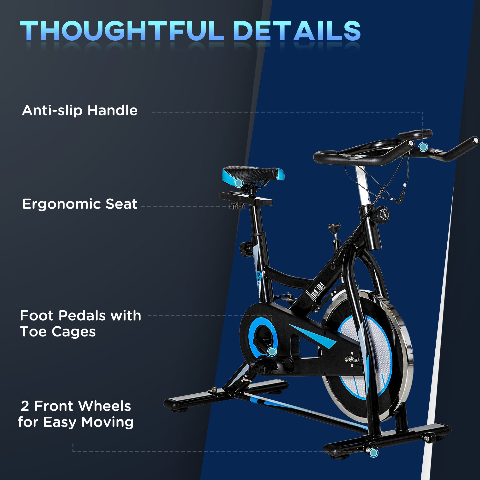 HOMCOM Stationary Exercise Bike, 8kg Flywheel Indoor Cycling Workout Fitness Bike, Adjustable Resistance Cardio Exercise Machine w/ LCD Monitor Pad and Phone Holder for Home, Gym, Office, Black 