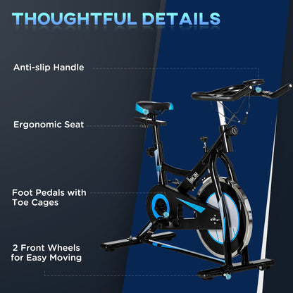 HOMCOM Stationary Exercise Bike, 8kg Flywheel Indoor Cycling Workout Fitness Bike, Adjustable Resistance Cardio Exercise Machine w/ LCD Monitor Pad and Phone Holder for Home, Gym, Office, Black 