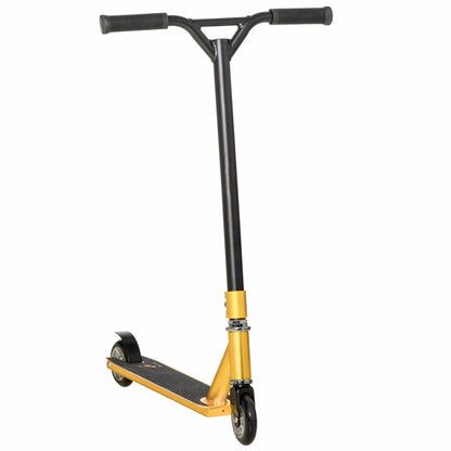 HOMCOM Stunt Scooter, 360° Entry Level Tricks Scooter w/ Lightweight Aluminium Deck and ABEC 7 Bearing, For Age 14+ Beginners, Gold Tone 