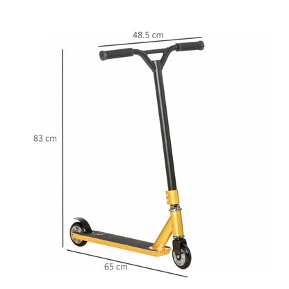 HOMCOM Stunt Scooter, 360° Entry Level Tricks Scooter w/ Lightweight Aluminium Deck and ABEC 7 Bearing, For Age 14+ Beginners, Gold Tone 