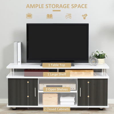 HOMCOM TV Cabinet Unit for TVs up to 50'' with Storage Shelf and Cupboards, Living Room Entertainment Center Media Console, Grey and White 