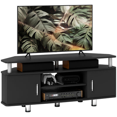 HOMCOM TV Unit Cabinet for TVs up to 55 Inches with Storage Shelves and Cupboard, Entertainment Centre for Living Room, Black 