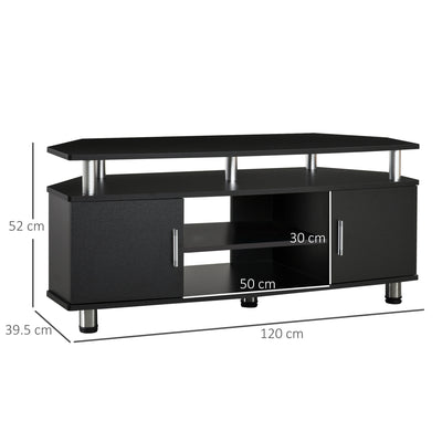HOMCOM TV Unit Cabinet for TVs up to 55 Inches with Storage Shelves and Cupboard, Entertainment Centre for Living Room, Black 