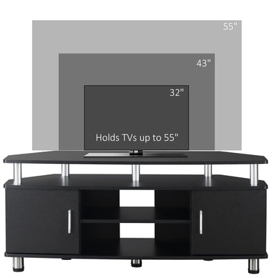 HOMCOM TV Unit Cabinet for TVs up to 55 Inches with Storage Shelves and Cupboard, Entertainment Centre for Living Room, Black 