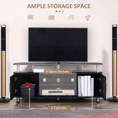 HOMCOM TV Unit Cabinet for TVs up to 55 Inches with Storage Shelves and Cupboard, Entertainment Centre for Living Room, Black 