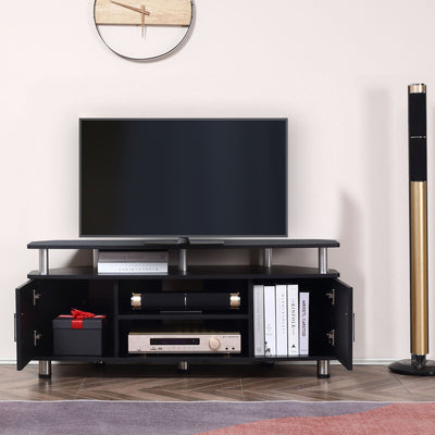 HOMCOM TV Unit Cabinet for TVs up to 55 Inches with Storage Shelves and Cupboard, Entertainment Centre for Living Room, Black 