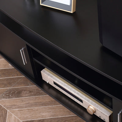 HOMCOM TV Unit Cabinet for TVs up to 55 Inches with Storage Shelves and Cupboard, Entertainment Centre for Living Room, Black 