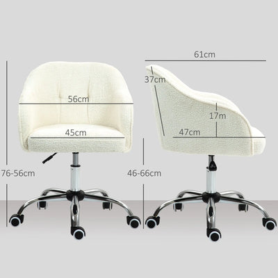 HOMCOM Teddy Fleece Swivel Office Chair - Cream 