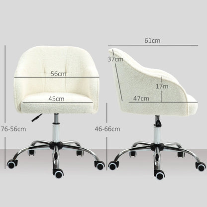 HOMCOM Teddy Fleece Swivel Office Chair - Cream 