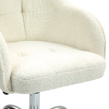 HOMCOM Teddy Fleece Swivel Office Chair - Cream 