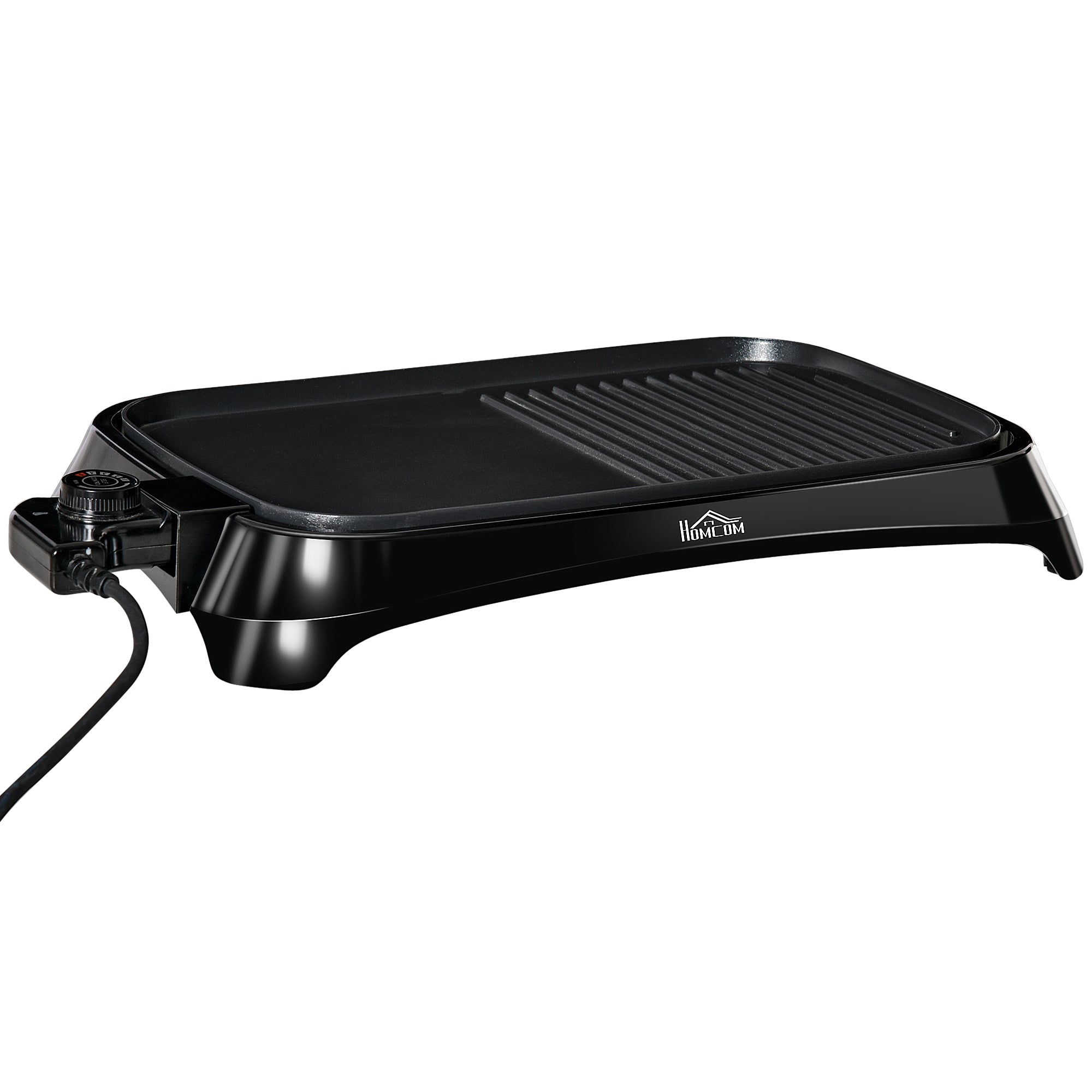 HOMCOM Teppanyaki Grill, 1600W Non Stick Table Top Grill, Barbecue Hot Plate with Adjustable Temperature and Drip Tray 