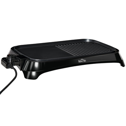 HOMCOM Teppanyaki Grill, 1600W Non Stick Table Top Grill, Barbecue Hot Plate with Adjustable Temperature and Drip Tray 