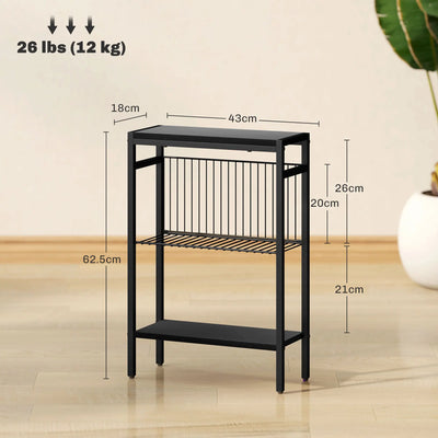 HOMCOM Three Shelf Industrial Side Table, Black 