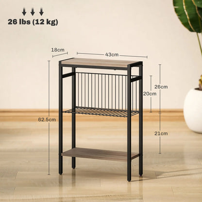 HOMCOM Three Shelf Industrial Side Table, Grey 