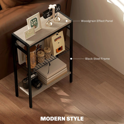 HOMCOM Three Shelf Industrial Side Table, Grey 