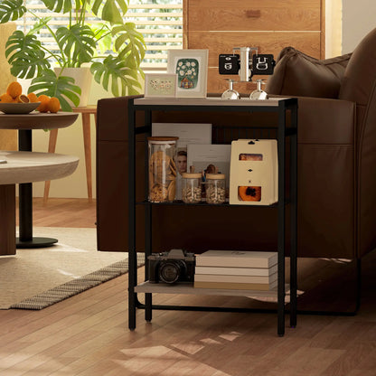 HOMCOM Three Shelf Industrial Side Table, Grey 