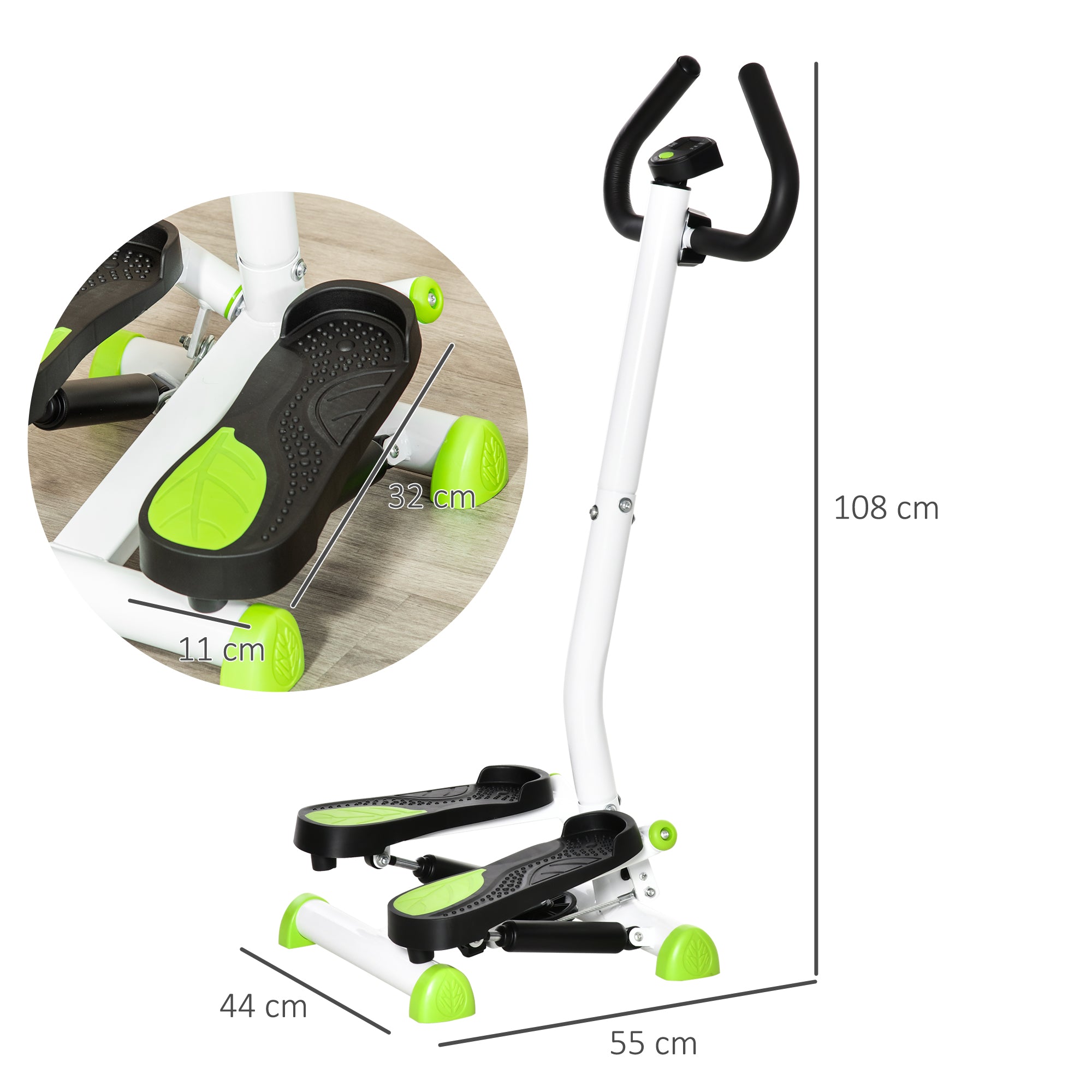 HOMCOM Twister Stepper, Step Machine with Adjustable Resistance, LCD Screen - White 