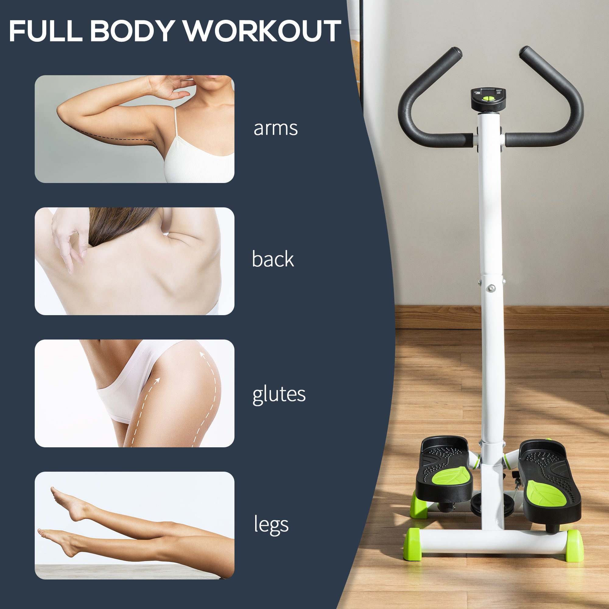 HOMCOM Twister Stepper, Step Machine with Adjustable Resistance, LCD Screen - White 