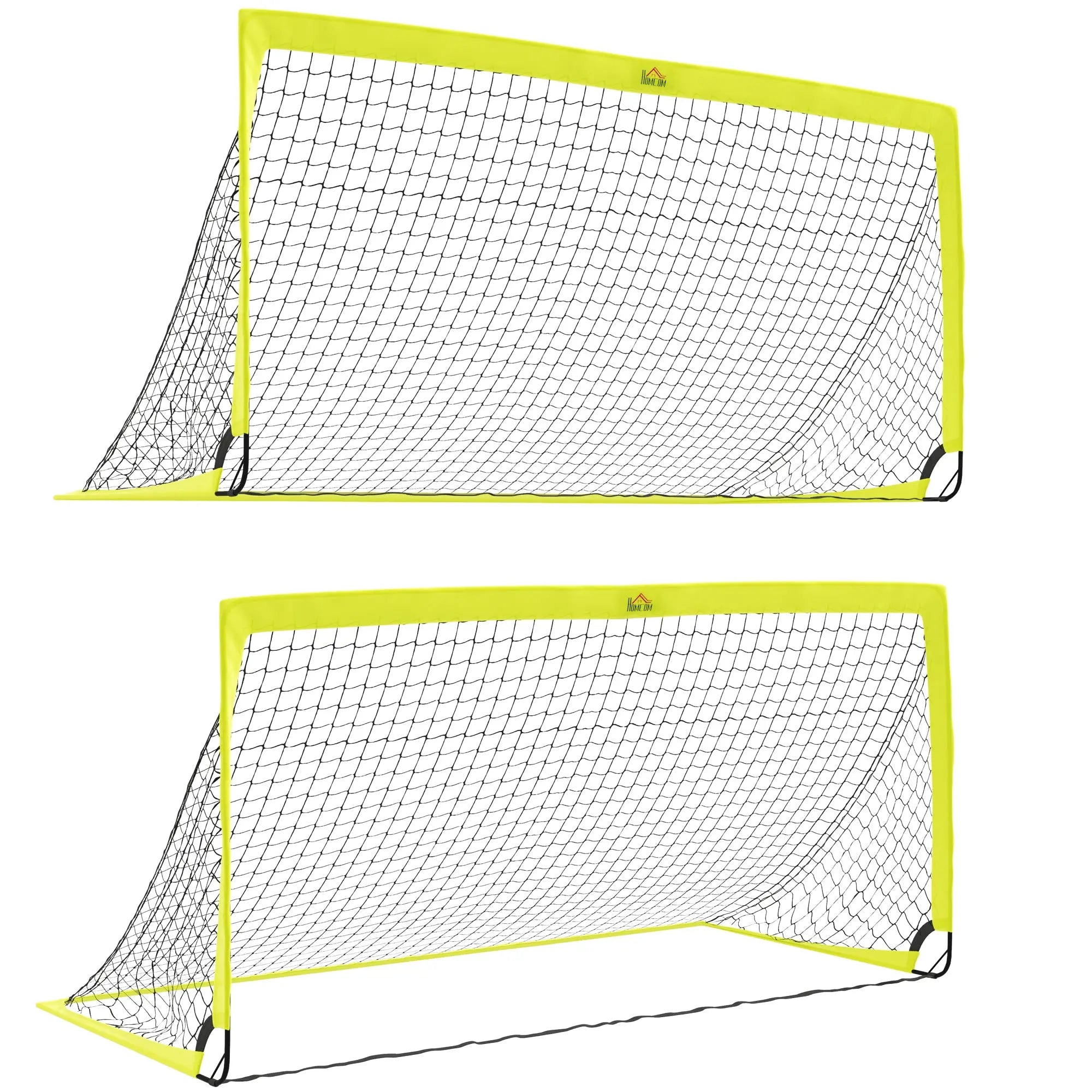 HOMCOM Two Football Goal Nets, Foldable Outdoor Sport Training Equipment, for Teens, Adults, with Carrying Bag, Yellow 