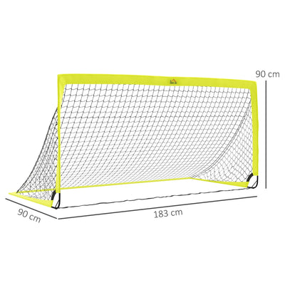 HOMCOM Two Football Goal Nets, Foldable Outdoor Sport Training Equipment, for Teens, Adults, with Carrying Bag, Yellow 