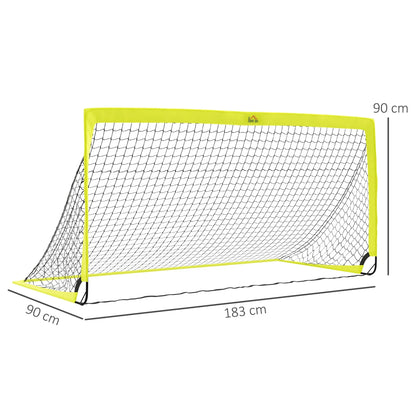 HOMCOM Two Football Goal Nets, Foldable Outdoor Sport Training Equipment, for Teens, Adults, with Carrying Bag, Yellow 