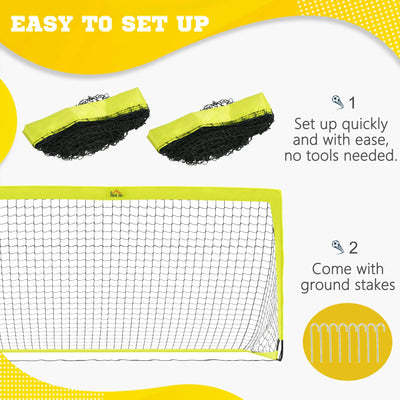 HOMCOM Two Football Goal Nets, Foldable Outdoor Sport Training Equipment, for Teens, Adults, with Carrying Bag, Yellow 