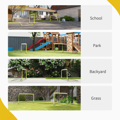 HOMCOM Two Football Goal Nets, Foldable Outdoor Sport Training Equipment, for Teens, Adults, with Carrying Bag, Yellow 