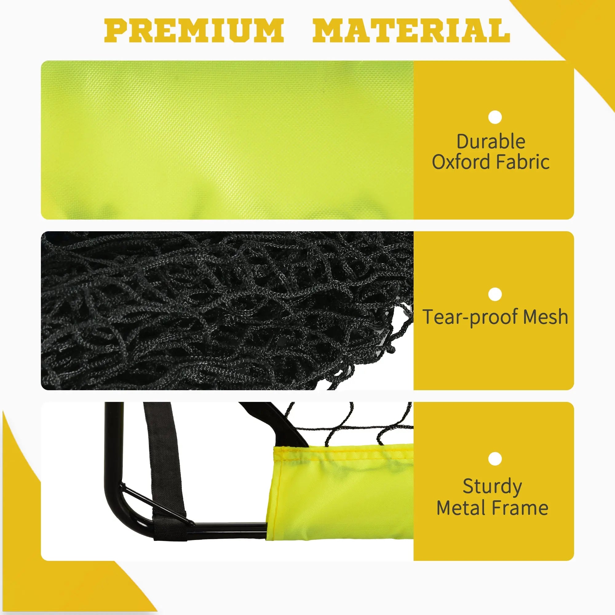 HOMCOM Two Football Goal Nets, Foldable Outdoor Sport Training Equipment, for Teens, Adults, with Carrying Bag, Yellow 