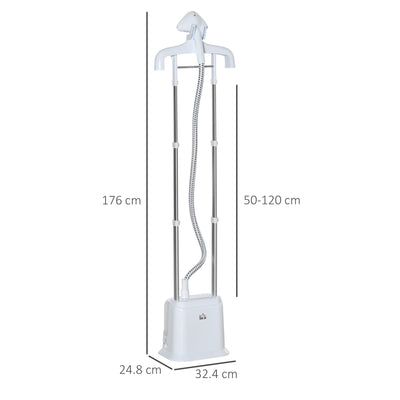 HOMCOM Upright Garment Clothes Steamer with 6 Steam Setting, 45s Fast Heat-up, 1.7L Water Tank and 45min Steamer, Wrinkle and Odour Remover, White 