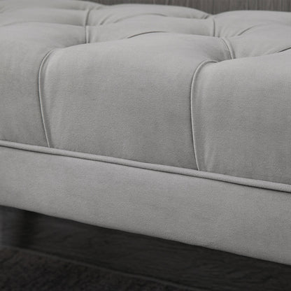 HOMCOM Velvet Bed End Bench, Button Tufted Window Seat, Hallway Shoe Bench, Upholstered Accent Lounge Chair Stool for Living Room, Bedroom, Grey 
