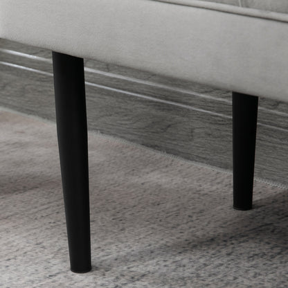 HOMCOM Velvet Bed End Bench, Button Tufted Window Seat, Hallway Shoe Bench, Upholstered Accent Lounge Chair Stool for Living Room, Bedroom, Grey 