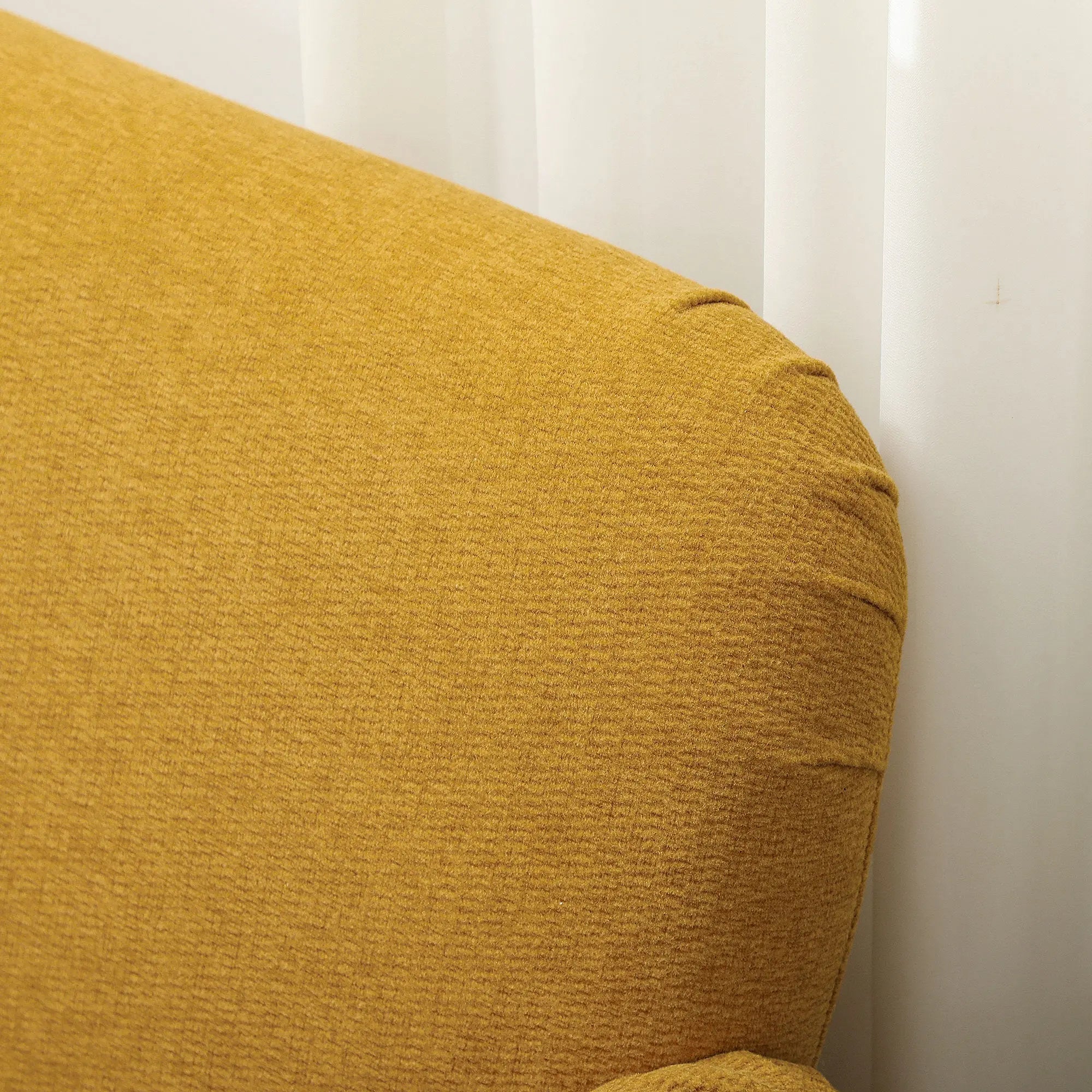 HOMCOM Velvet Feel Fabric 2 Seater Sofa, Small Sofa Loveseat with 21cm Thick Padding and Wood Legs, Yellow 